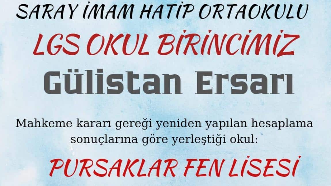 Öğrencimizin LGS Başarısını Kutluyoruz.